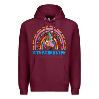 Burgundy teacherlife and teacher gnome rainbow Premium Hoodie - Artiststas