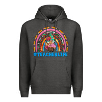 Charcoal Heather teacherlife and teacher gnome rainbow Premium Hoodie - Artiststas