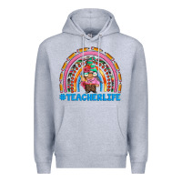 Heather Grey teacherlife and teacher gnome rainbow Premium Hoodie - Artiststas