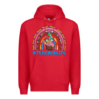 Red teacherlife and teacher gnome rainbow Premium Hoodie - Artiststas