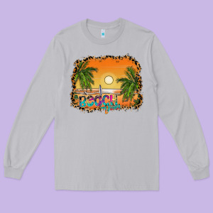 Beach Vibes Long Sleeve Tee Designed By Cowhidedigitalart