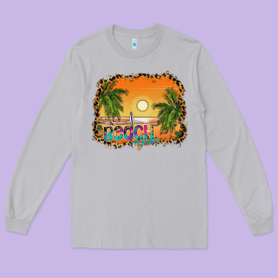 Beach Vibes Long Sleeve Tee Designed By Cowhidedigitalart