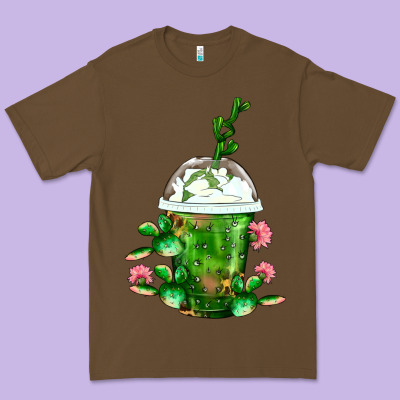 Western Cactus Cold Frappe Premium Tee Designed By Fadigitalartstudio