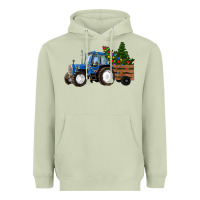 Matcha Blue Christmas Tractor Heavyweight Hoodie - RanaPortraitStore