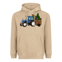 Mushroom Blue Christmas Tractor Heavyweight Hoodie - RanaPortraitStore