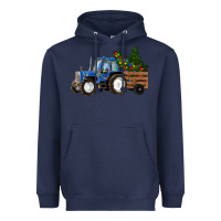 Navy Blue Christmas Tractor Heavyweight Hoodie - RanaPortraitStore