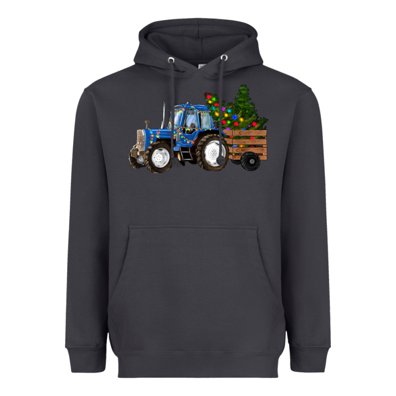 Blue Christmas Tractor Heavyweight Hoodie by RanaPortraitStore | Teevron