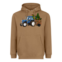 Toasted Coconut Blue Christmas Tractor Heavyweight Hoodie - RanaPortraitStore
