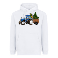 White Blue Christmas Tractor Heavyweight Hoodie - RanaPortraitStore