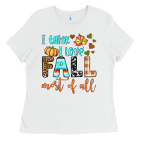 White i think i love fall most of all Ladies Tee - BundleAndBundleShop