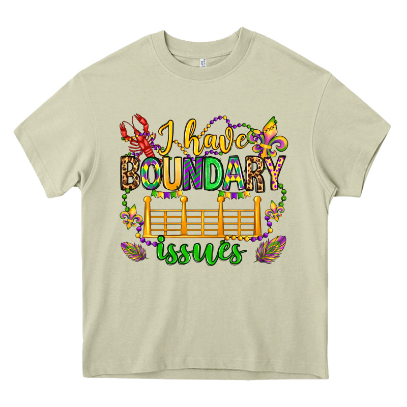 ı Have Boundary Issues Mardi Gras Olivia Heavy Core Tee by OliviaCreatesArt | Teevron