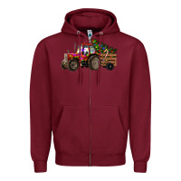 Burgundy christmas farm Zipper Hoodie - RanaPortraitStore