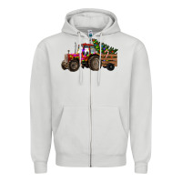 Dove Grey christmas farm Zipper Hoodie - RanaPortraitStore
