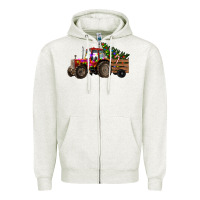 Oatmeal Heather christmas farm Zipper Hoodie - RanaPortraitStore