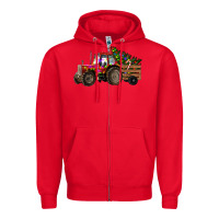Red christmas farm Zipper Hoodie - RanaPortraitStore