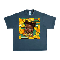 Midnight Navy juneteenth afro girl seamless pattern Urban Heavy Tee - BundleAndBundleShop
