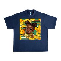 Navy juneteenth afro girl seamless pattern Urban Heavy Tee - BundleAndBundleShop