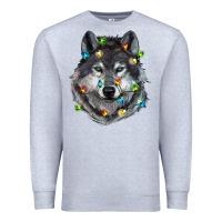 Heather Grey Christmas with wolf Premium Sweatshirt - RanaPortraitStore