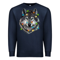Navy Christmas with wolf Premium Sweatshirt - RanaPortraitStore