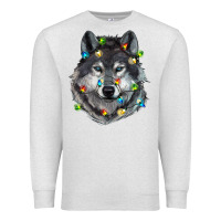 Oatmeal Heather Christmas with wolf Premium Sweatshirt - RanaPortraitStore