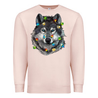Pale Pink Christmas with wolf Premium Sweatshirt - RanaPortraitStore