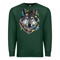 Sports Green Christmas with wolf Premium Sweatshirt - RanaPortraitStore
