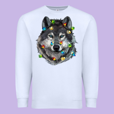 Christmas With Wolf Premium Sweatshirt Designed By Ranaportraitstore
