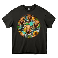 Asphalt Highland Cow Pattern Heavy Core Tee - Jasminsmagicworld