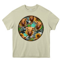 Mossy Highland Cow Pattern Heavy Core Tee - Jasminsmagicworld