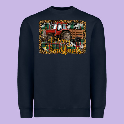 Merry Christmas Farm Tractor Heavyweight Sweatshirt Designed By Ranaportraitstore