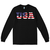 Black usa Long Sleeve Tee - DesigneFamous