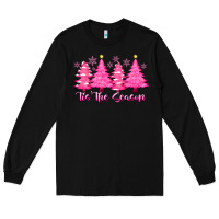 Black Tis the Season Pink Trees Long Sleeve Tee - CowhideDigitalArt