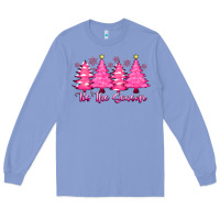 Colony Blue Tis the Season Pink Trees Long Sleeve Tee - CowhideDigitalArt