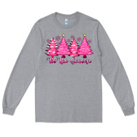 Heather Grey Tis the Season Pink Trees Long Sleeve Tee - CowhideDigitalArt