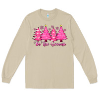 Mushroom Tis the Season Pink Trees Long Sleeve Tee - CowhideDigitalArt