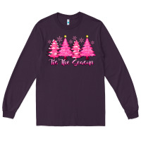 Plum Tis the Season Pink Trees Long Sleeve Tee - CowhideDigitalArt
