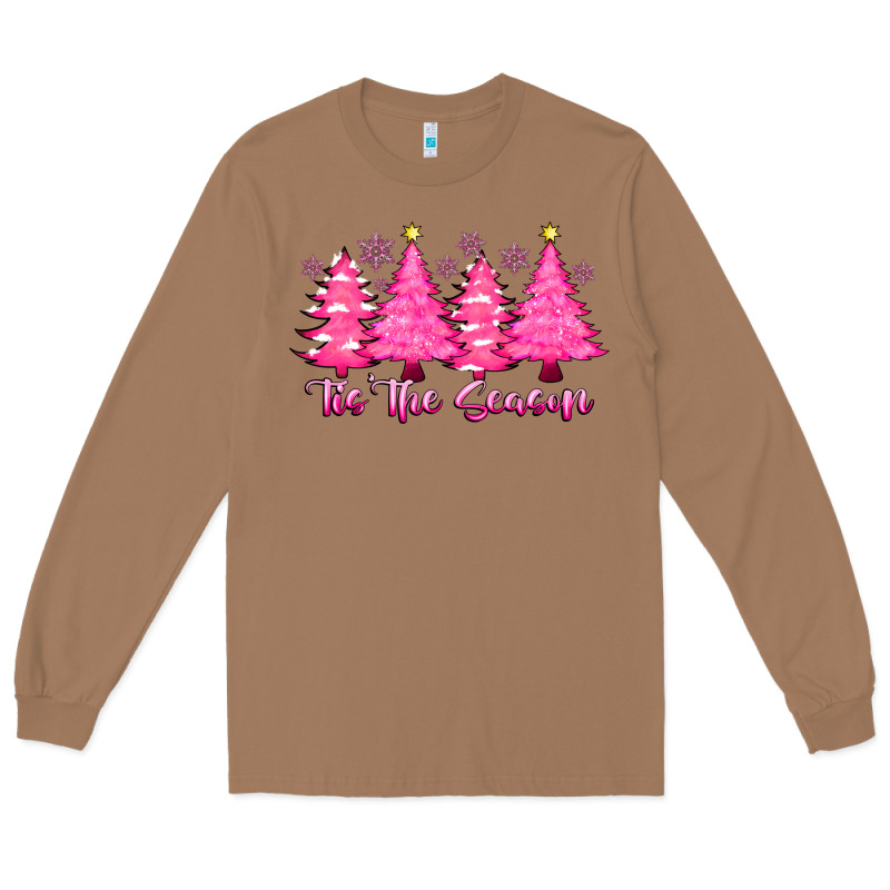 Tis The Season Pink Trees Long Sleeve Tee by CowhideDigitalArt | Teevron