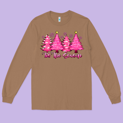 Tis The Season Pink Trees Long Sleeve Tee Designed By Cowhidedigitalart