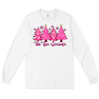 White Tis the Season Pink Trees Long Sleeve Tee - CowhideDigitalArt