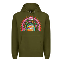 Army Green teacher pen apple books rainbow Premium Hoodie - Artiststas