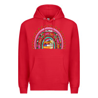 Red teacher pen apple books rainbow Premium Hoodie - Artiststas