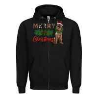 Black merry christmas german shepherd Zipper Hoodie - RanaPortraitStore