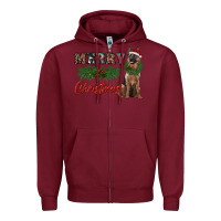 Burgundy merry christmas german shepherd Zipper Hoodie - RanaPortraitStore