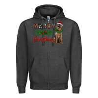 Charcoal Heather merry christmas german shepherd Zipper Hoodie - RanaPortraitStore