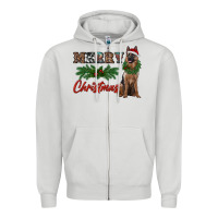 Dove Grey merry christmas german shepherd Zipper Hoodie - RanaPortraitStore