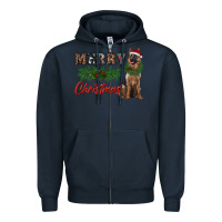Navy merry christmas german shepherd Zipper Hoodie - RanaPortraitStore