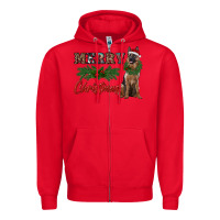 Red merry christmas german shepherd Zipper Hoodie - RanaPortraitStore