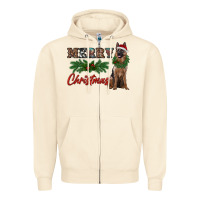 Sandshell merry christmas german shepherd Zipper Hoodie - RanaPortraitStore