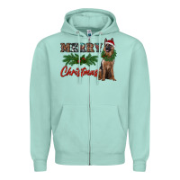 Seafoam merry christmas german shepherd Zipper Hoodie - RanaPortraitStore