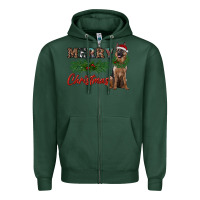 Sports Green merry christmas german shepherd Zipper Hoodie - RanaPortraitStore